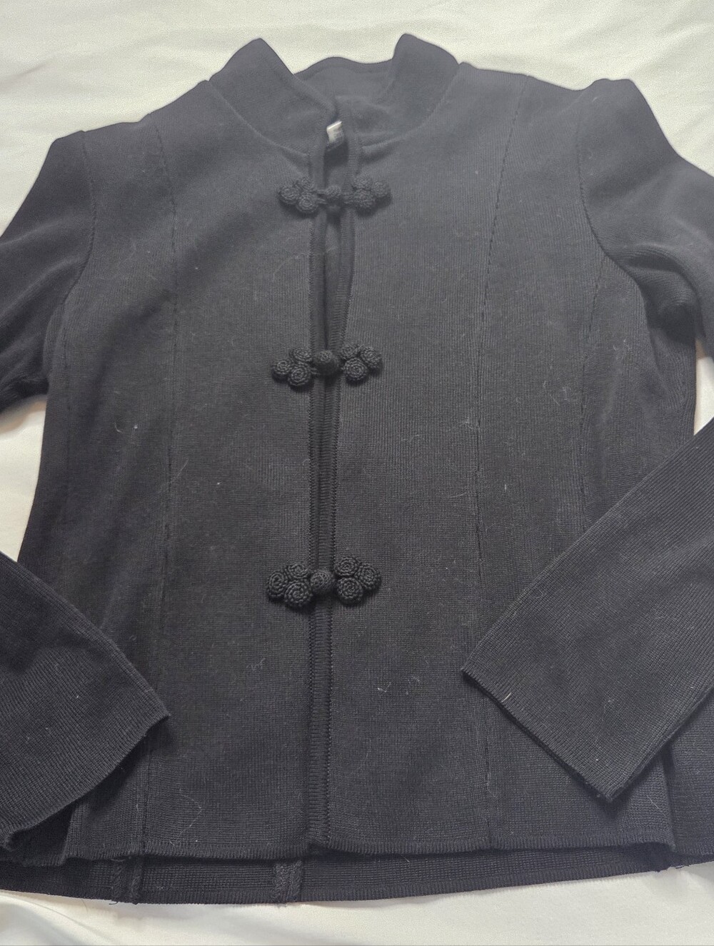 Peruvian Connection M Women’s Black Mandarin Collar Knit Jacket - Picture 2 of 6